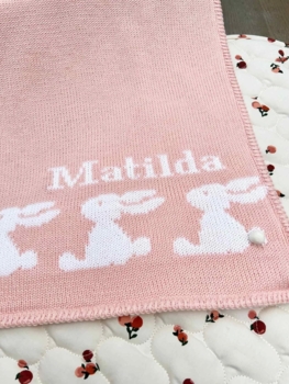 personalized rabbit baby blanket