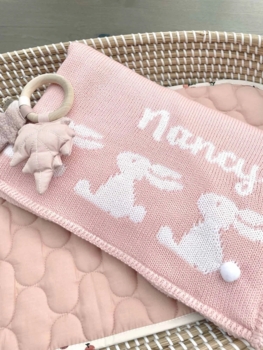 personalized rabbit baby blanket