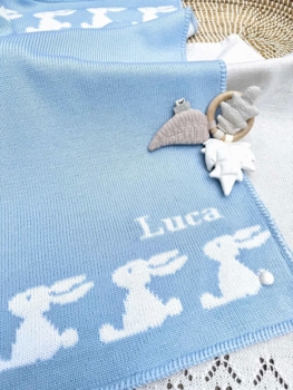 personalized rabbit baby blanket