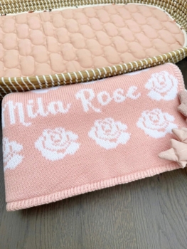 personalized rose baby blanket