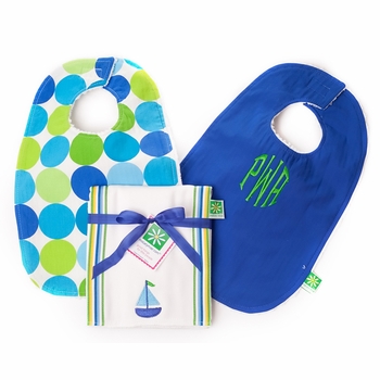 personalized sailboat bib gift set