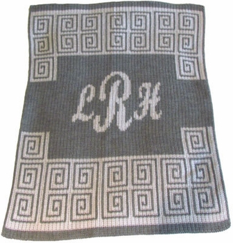 personalized scroll with script monogram blanket
