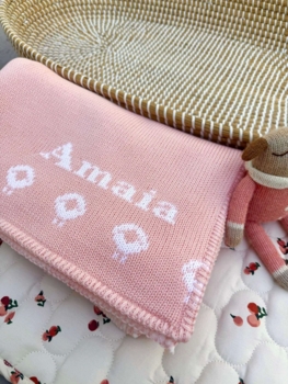 personalized sheep baby blanket