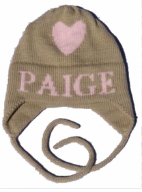 personalized single heart hat with earflaps