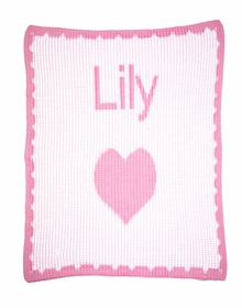 Personalized Single Heart & Scalloped Edge Blanket