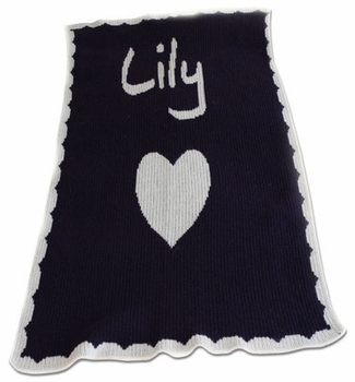 Personalized Single Heart & Scalloped Edge Blanket