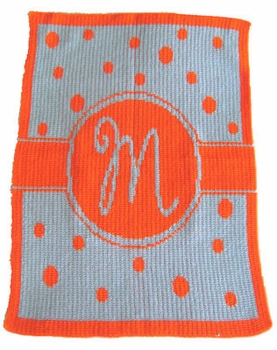 personalized single initial polka dot blanket