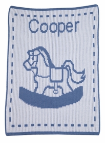 Personalized Single Rocking Horse & Name Blanket