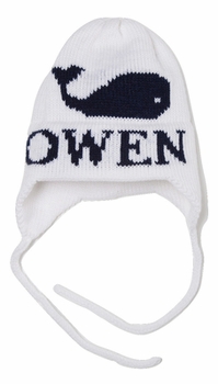 personalized single whale hat with earflaps
