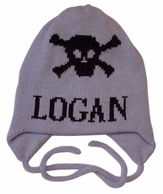 personalized skull and crossbones hat with earflaps