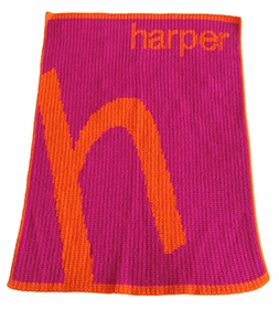 personalized slanted large letter blanket