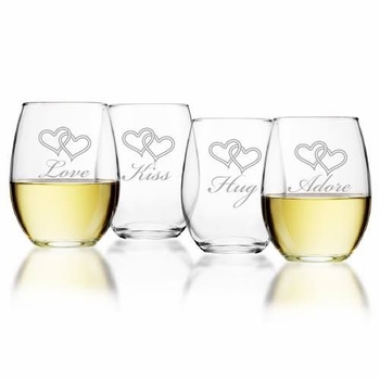 personalized stemless holiday wine glasses