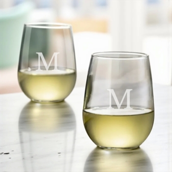 personalized stemless hostess gift wine glasses