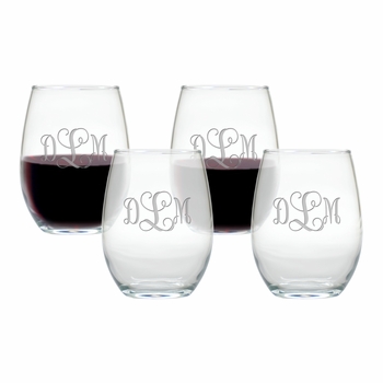 personalized stemless wedding wine glasses