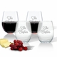 personalized stemless wedding wine glasses