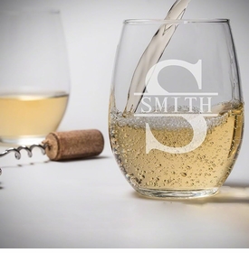 personalized stemless wedding wine glasses