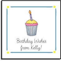 Personalized Stickers - Birthday Cupcake