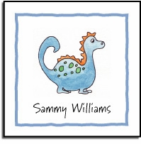 Personalized Stickers - Blue Dinosaur