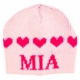 personalized string of hearts hat with earflaps
