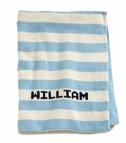 personalized striped knit blanket with name