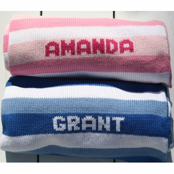 Personalized Striped Knit Blanket with Name