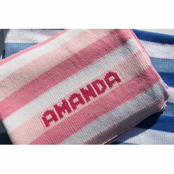 Personalized Striped Knit Blanket with Name