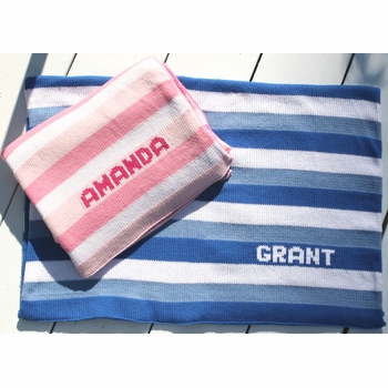 Personalized Striped Knit Blanket with Name