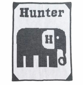 personalized stroller blanket with elephant