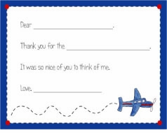 Personalized Thank You Notes - Airplane Fill-In Thank You
