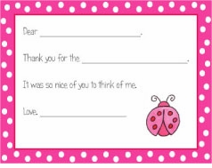 Personalized Thank You Notes - Ladybug Fill-In Thank You