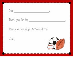 Personalized Thank You Notes - Sports Fan Fill-In Thank You
