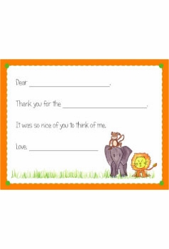 personalized thank you notes  zoo friends fill-in thank you