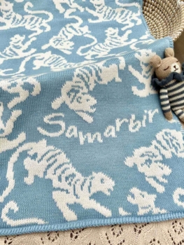 personalized tiger baby blanket