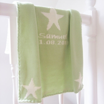 personalized triple stars baby blanket