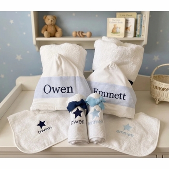 personalized twin baby gift set