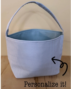 Personalized Welcome Home Seersucker Gift Basket