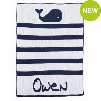 Personalized Whales & Stripes Blanket