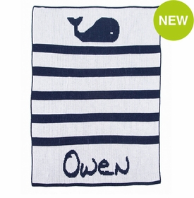 Personalized Whales & Stripes Blanket