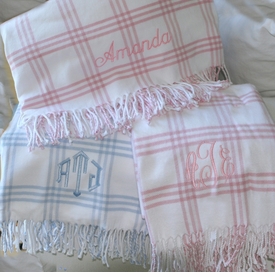 personalized windowpane check blanket
