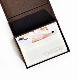 Petite Brown Silk Stationery Box - P9