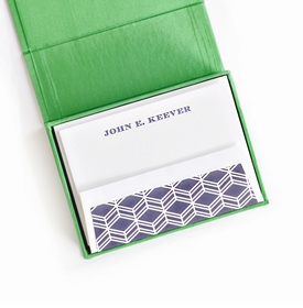 Petite Green Silk Stationery Box - P15