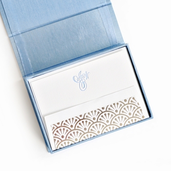 petite light blue silk stationery box - p12