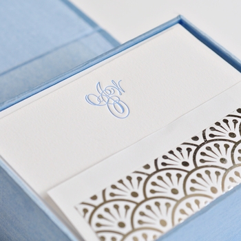 petite light blue silk stationery box - p12