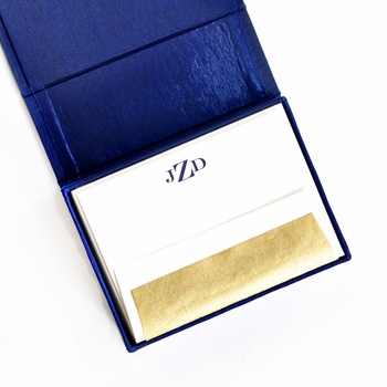 petite navy silk stationery box - p1