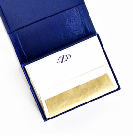 Petite Navy Silk Stationery Box - P1