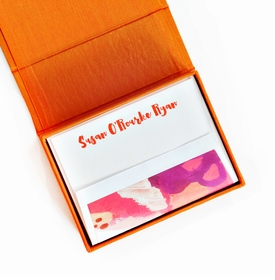 Petite Orange Silk Stationery Box - P10