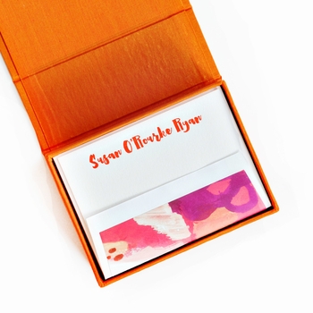 Petite Orange Silk Stationery Box - P10