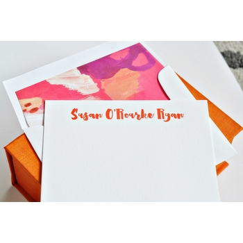 Petite Orange Silk Stationery Box - P10