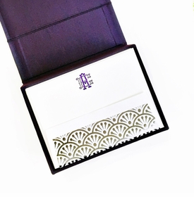 Petite Purple Silk Stationery Box - P8