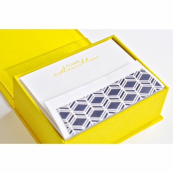 petite yellow silk stationery box - p16